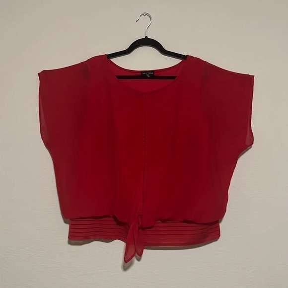 I.N. Studio Tops - I.N. Studio Red Blouse with sewn in Tank Top Size 1X